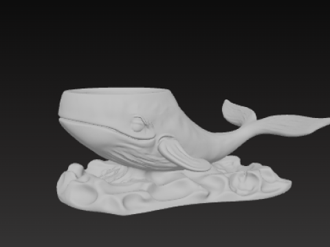 Decorative whale-shaped pot Modèles 3D en vedette
