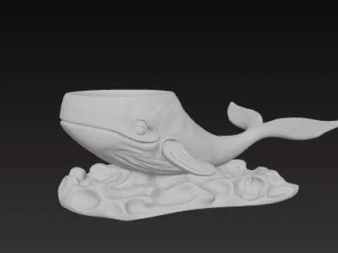 Decorative whale-shaped pot 3D Print Model