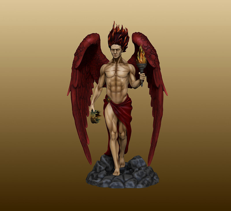 Lucifer Statue figurine 3D प्रिंट मॉडल .c4d .max .obj .3ds .fbx .stl .blend