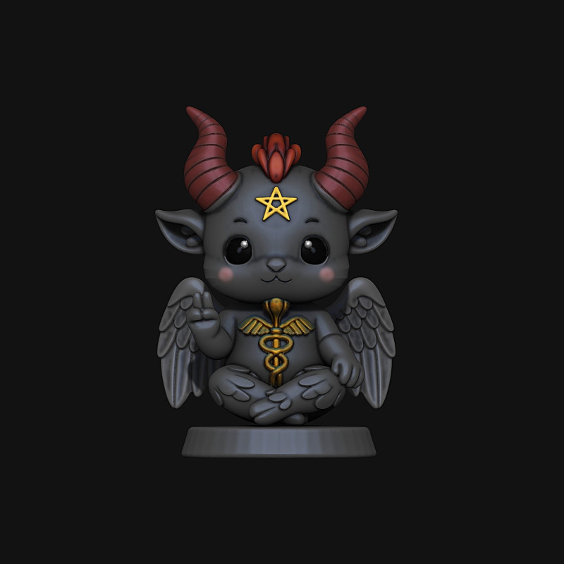 Chibi and cute Baphomet figurine Modèles 3D en vedette .c4d .max .obj .3ds .fbx .stl .blend