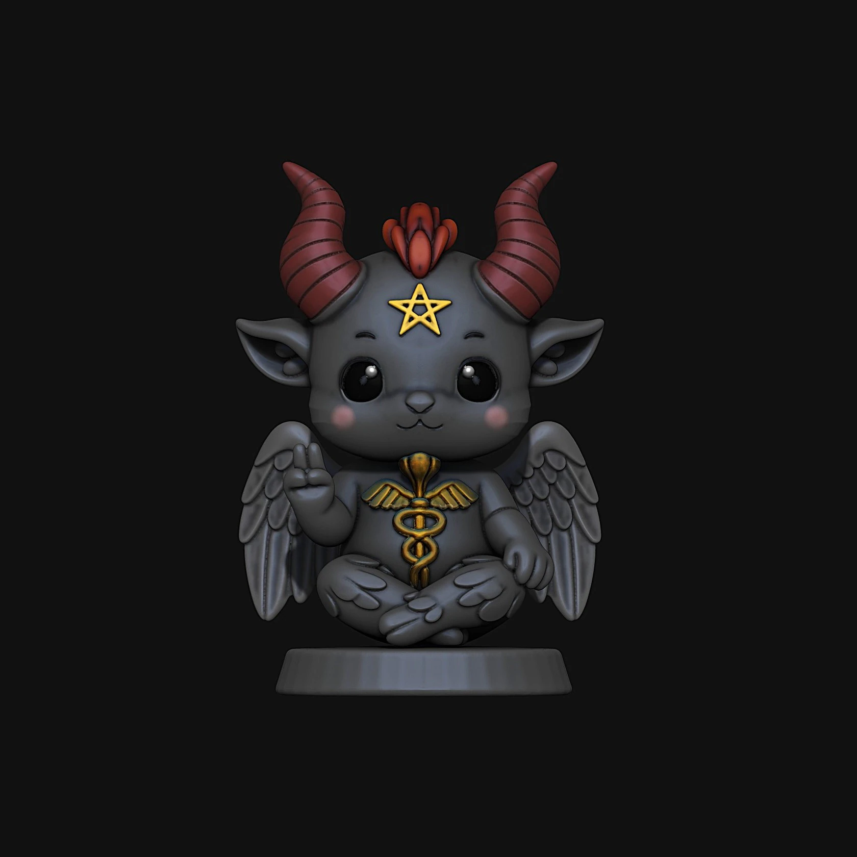 Chibi and cute Baphomet figurine 3D Print Model .c4d .max .obj .3ds .fbx .stl .blend 