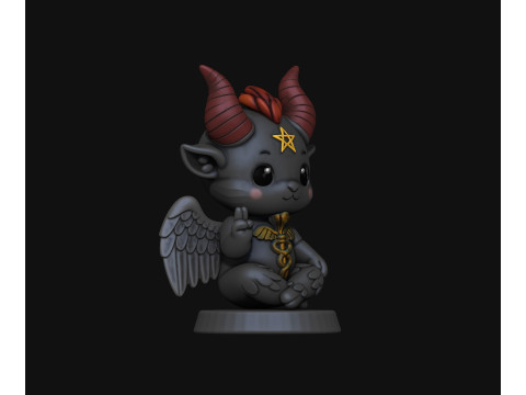 Chibi and cute Baphomet figurine Modèles 3D en vedette
