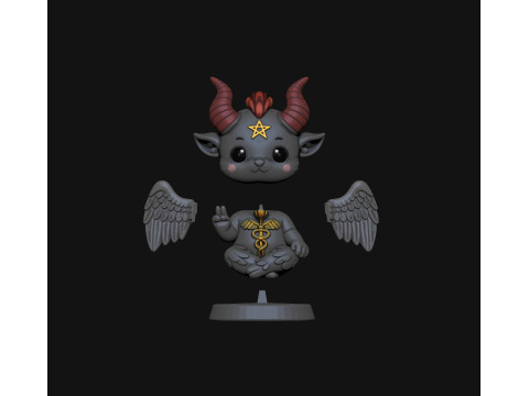 Chibi and cute Baphomet figurine Modèles 3D en vedette