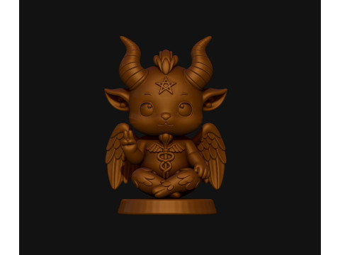 Chibi and cute Baphomet figurine Modèles 3D en vedette