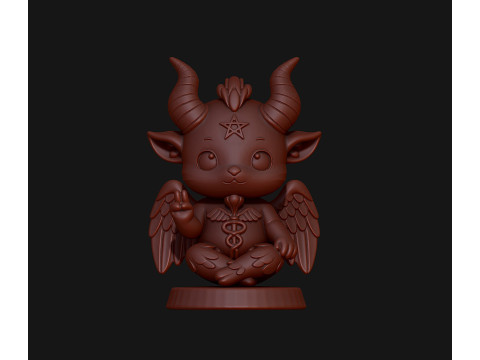 Chibi and cute Baphomet figurine Modèles 3D en vedette