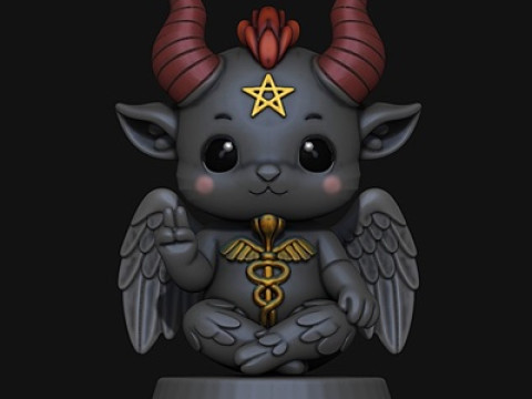 Chibi and cute Baphomet figurine Modèles 3D en vedette