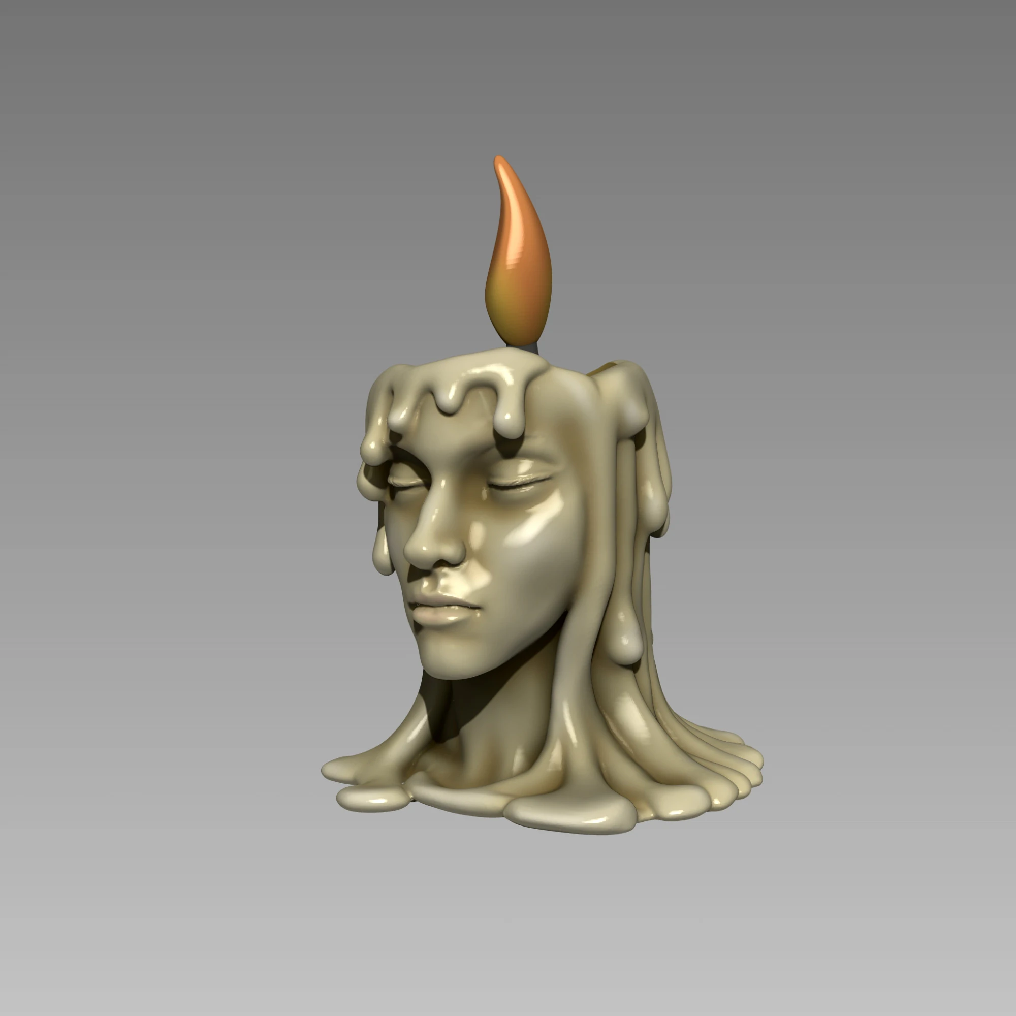 Melted Girl decorative Led Candle holder 3D Print Model .c4d .max .obj .3ds .fbx .stl .blend