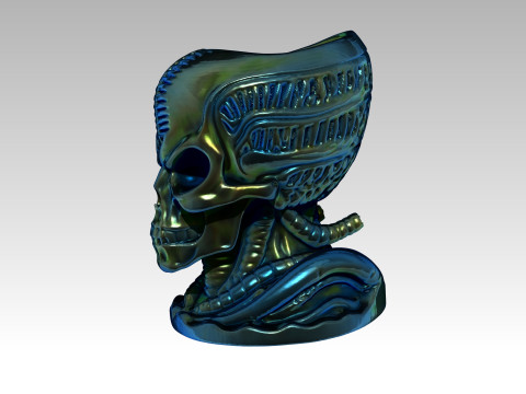 Cactus planter alien Skull 3D 打印模型