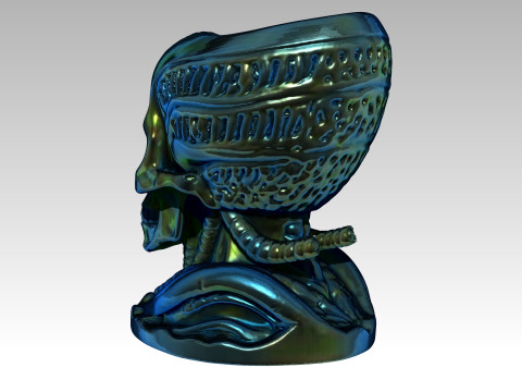 Cactus planter alien Skull 3D 打印模型