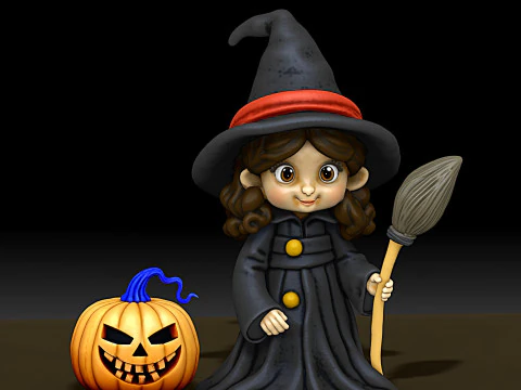 Cute mini Witch collectible figurine 3D Print Model