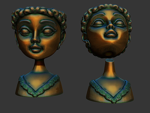 Cactus pot in the shape of a dolls bust 3D 프린트 모델