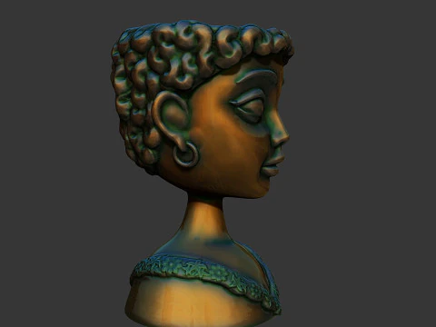 गुड़िया की प्रतिमा के आकार में कैक्टस पॉट 3D प्रिंट मॉडल