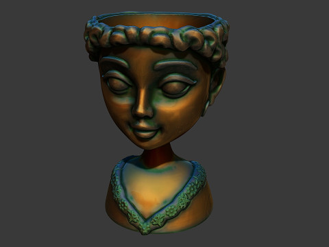 Cactus pot in the shape of a dolls bust 3D 프린트 모델