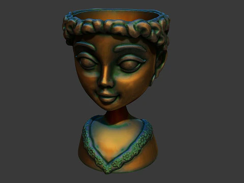 गुड़िया की प्रतिमा के आकार में कैक्टस पॉट 3D प्रिंट मॉडल