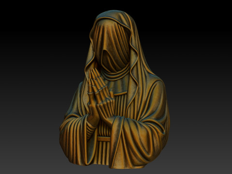 Bust of a Mystic Veiled Nun Model Cetak 3D
