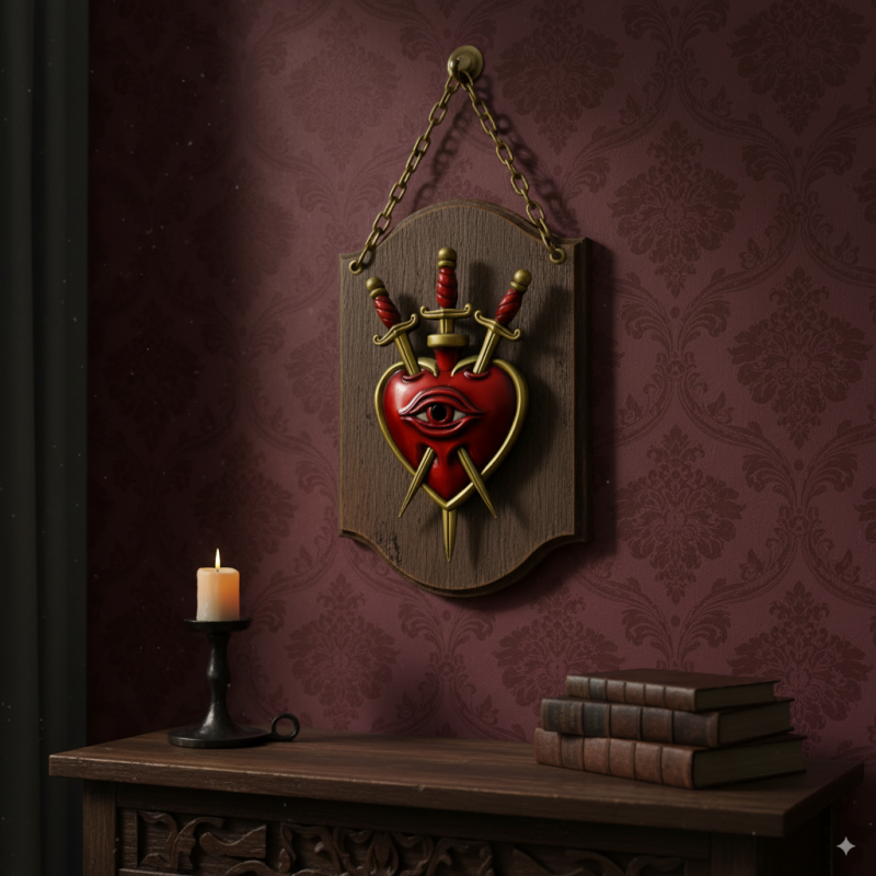 Sacred heart three of swords gothic wall decor ornament Modèles 3D en vedette .c4d .max .obj .3ds .fbx .stl .blend 