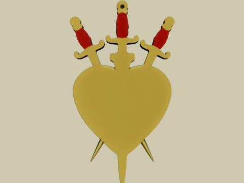 Sacro cuore tre di spade ornamento da parete gotico Modello di stampa 3D