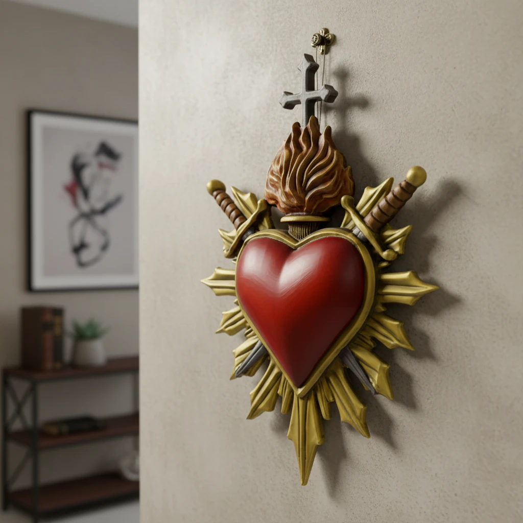 Two Swords scared heart wall ornament decor 3D Print Model .c4d .max .obj .3ds .fbx .stl .blend 