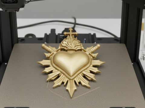 Two Swords scared heart wall ornament decor Model Cetak 3D