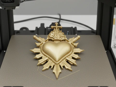 Two Swords scared heart wall ornament decor 3D Print Model