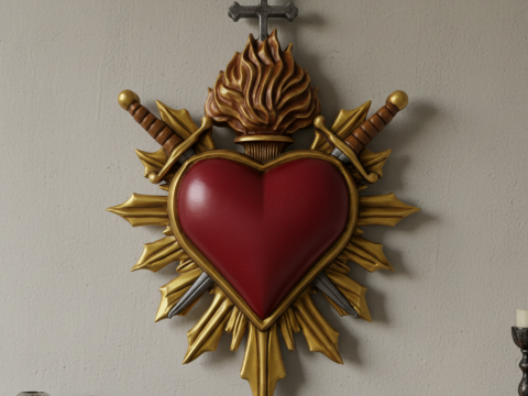 Two Swords scared heart wall ornament decor Model Cetak 3D