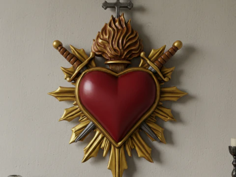 Two Swords scared heart wall ornament decor 3D Print Model