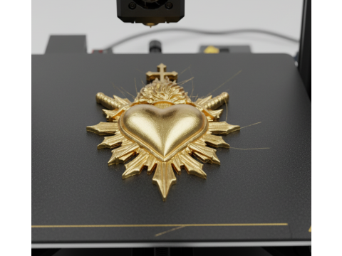 Two Swords scared heart wall ornament decor Model Cetak 3D
