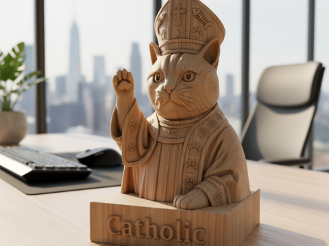 Bust of a Catholic - cute religious CAT 3D Baskı Modeli