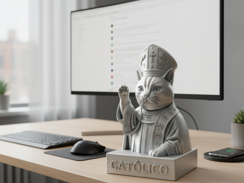 Bust of a Catholic - cute religious CAT 3D Baskı Modeli
