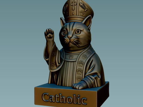 Bust of a Catholic - cute religious CAT 3D Baskı Modeli