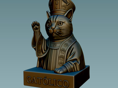 Bust of a Catholic - cute religious CAT 3D Baskı Modeli