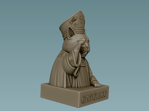 Bust of a Catholic - cute religious CAT 3D Baskı Modeli