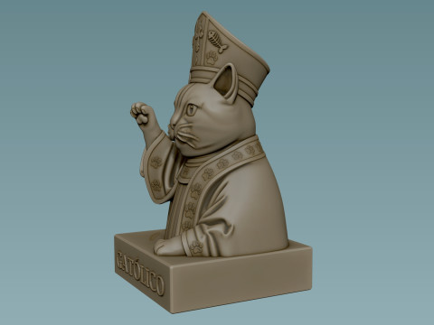 Bust of a Catholic - cute religious CAT 3D Baskı Modeli