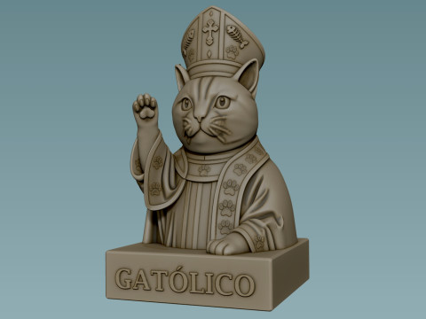 Bust of a Catholic - cute religious CAT 3D Baskı Modeli
