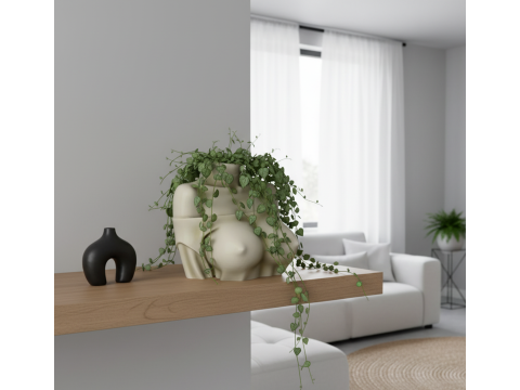Decorative art woman bust Planter Modèles 3D en vedette