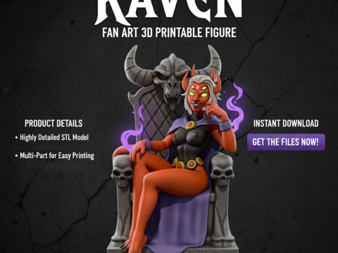 Raven Daemon Queen Figurine for 3d print Modèles 3D en vedette
