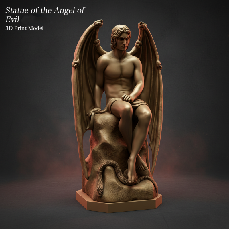 Статуя Ангела Зла Люцифера 3D друкована модель 3D Принт Модель .c4d .max .obj .3ds .fbx .stl .blend