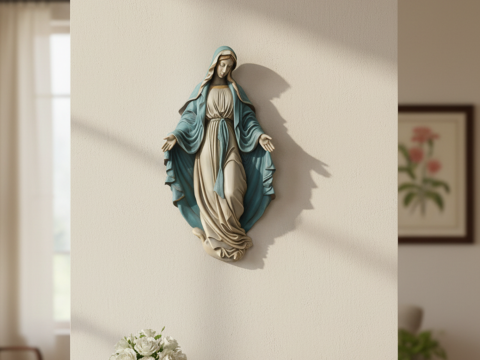Wall ornament Virgin of the Miraculous Medal 3D print model 3D Baskı Modeli