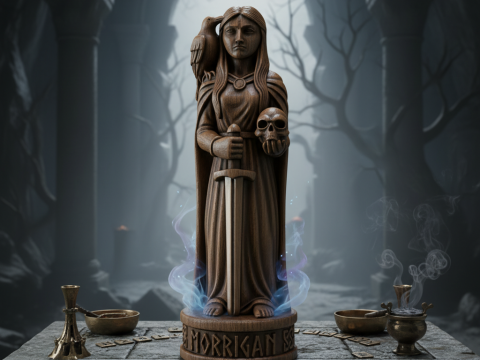 用于 FDM 打印的 Morrigan 女神雕像 最小支撑 3D 打印模型