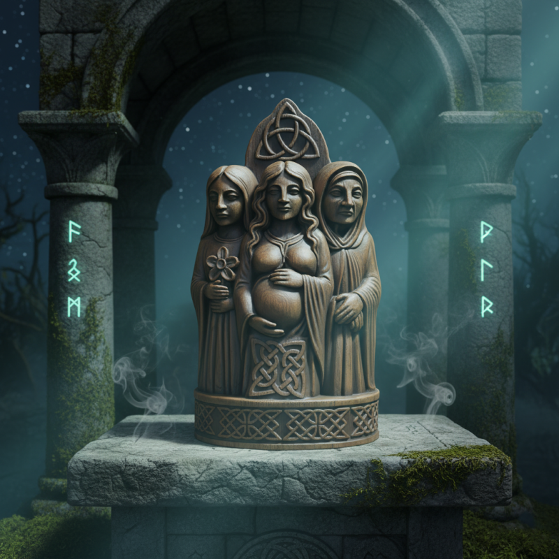 Celtic Triple Goddess Beeldje STL voor 3D-printen Lage ondersteuning FDM 3D printmodel .c4d .max .obj .3ds .fbx .stl .blend 