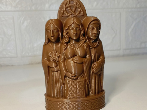 Celtic Triple Goddess Beeldje STL voor 3D-printen Lage ondersteuning FDM 3D printmodel