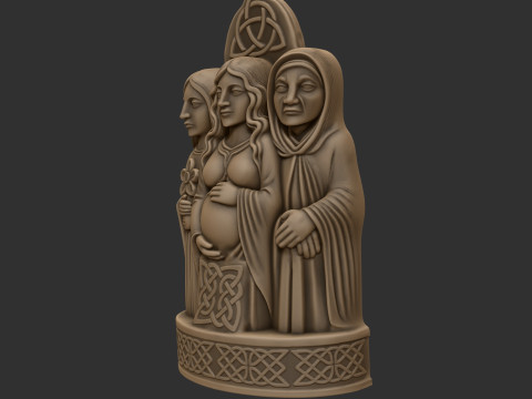Celtic Triple Goddess Beeldje STL voor 3D-printen Lage ondersteuning FDM 3D printmodel