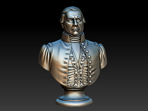 3D-Büste der argentinischen historischen Figur Justo Jose de Urquiza 3D Druckmodell