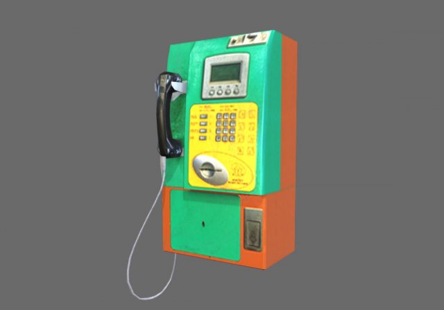 low poly public telephone 3D Model .c4d .max .obj .3ds .fbx .stl .blend 
