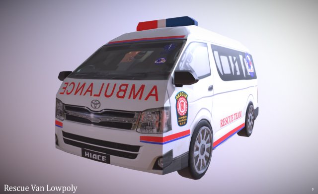 rescue van rescue van lowpoly 3D मॉडल .c4d .max .obj .3ds .fbx .stl .blend 