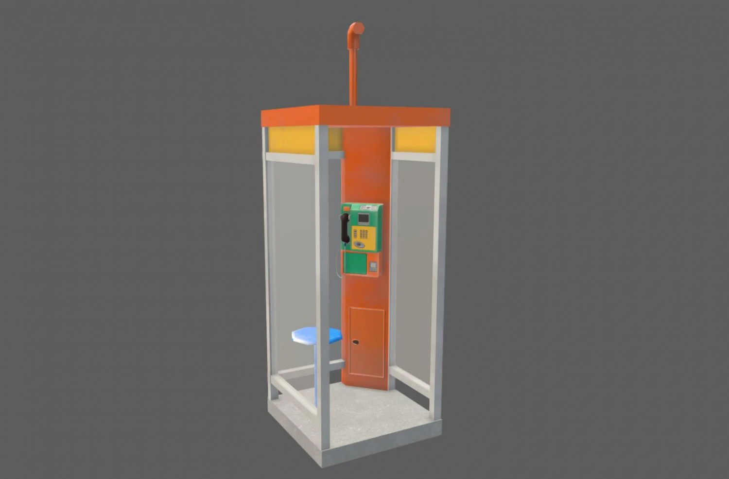 telephone booth 3D Model .c4d .max .obj .3ds .fbx .stl .blend