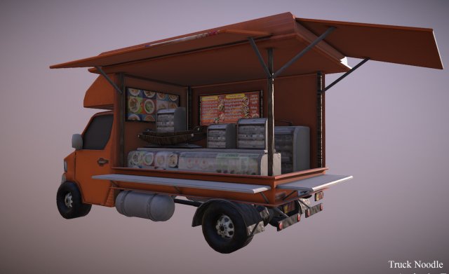 thailand truck noodle shop low poly 3Dモデル .c4d .max .obj .3ds .fbx .stl .blend 