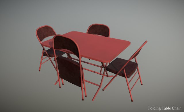 folding table chair 3D Модель .c4d .max .obj .3ds .fbx .stl .blend 
