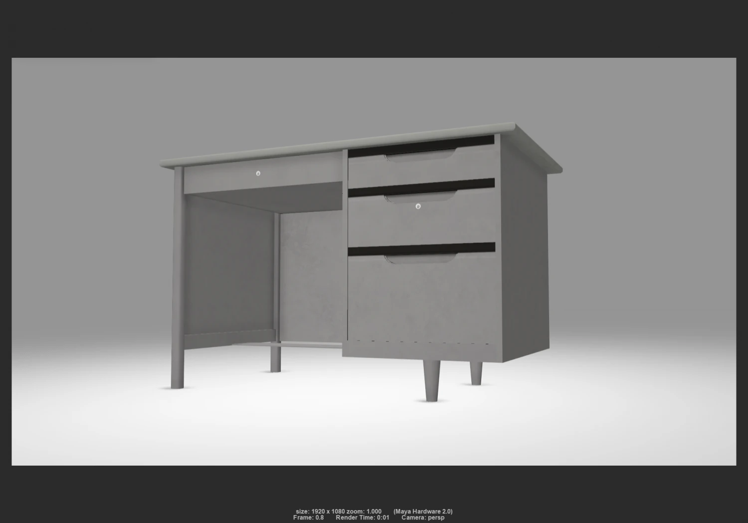 desk 01 3D Model .c4d .max .obj .3ds .fbx .stl .blend 