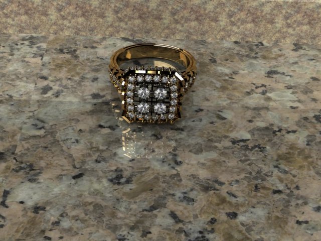 ring with diamonds 3D Print Model .c4d .max .obj .3ds .fbx .stl .blend